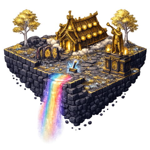 Asgard island theme — Norse mythology pixel-art island