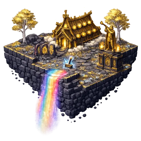 Asgard island theme — Norse mythology pixel-art island